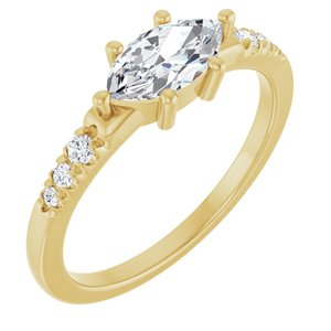 10K Yellow Gold 8.5x4.5 mm Marquise Ring Mounting