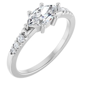 14K X1 White Gold 8.5x4.5 mm Marquise Ring Mounting