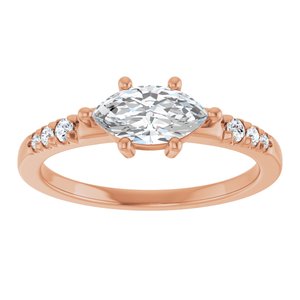 18K Rose Gold 8.5x4.5 mm Marquise Ring Mounting – image 5