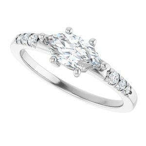 10K White Gold 8.5x4.5 mm Marquise Ring Mounting – image 8