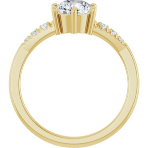 14K Yellow Gold 6.5 mm Round 1/10 CTW Lab-Grown Diamond Semi-Set Ring – image 3
