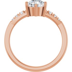 14K Rose Gold 6.5 mm Round 1/10 CTW Lab-Grown Diamond Semi-Set Ring – image 3