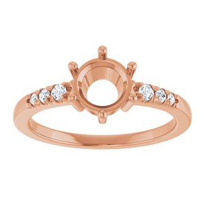 14K Rose Gold 6.5 mm Round 1/8 CTW Natural Diamond Semi-Set Ring – image 6