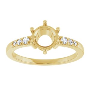 14K Yellow Gold 6.5 mm Round 1/10 CTW Lab-Grown Diamond Semi-Set Ring – image 6