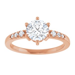 14K Rose Gold 6.5 mm Round 1/10 CTW Lab-Grown Diamond Semi-Set Ring – image 5