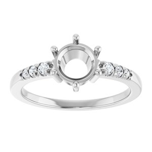 Sterling Silver 6.5 mm Round 1/8 CTW Natural Diamond Semi-Set Ring – image 6