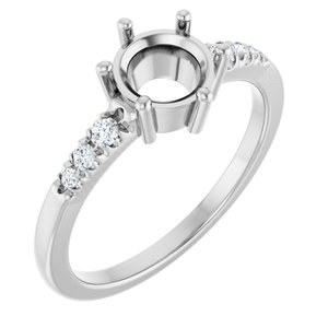 Platinum 6.5 mm Round 1/8 CTW Natural Diamond Semi-Set Ring – image 2
