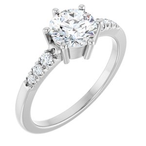 Platinum 6.5 mm Round 1/10 CTW Lab-Grown Diamond Semi-Set Ring