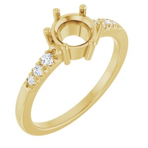 14K Yellow Gold 6.5 mm Round 1/10 CTW Lab-Grown Diamond Semi-Set Ring – image 2