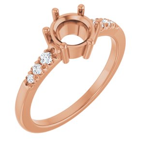 14K Rose Gold 6.5 mm Round 1/8 CTW Natural Diamond Semi-Set Ring – image 2