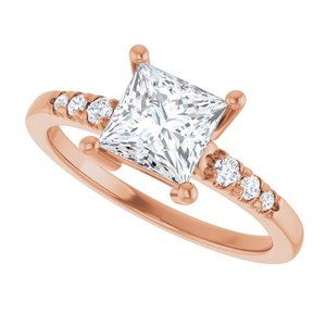 18K Rose Gold 6x6 mm Square Ring Mounting – image 8