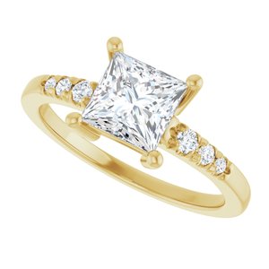 14K Yellow Gold 6x6 mm Square Ring Mounting – image 8