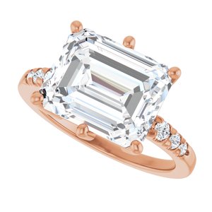 10K Rose Gold 11x9 mm Emerald Ring Mounting – image 8