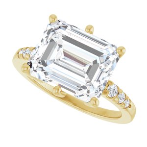 14K Yellow Gold 11x9 mm Emerald Ring Mounting – image 8