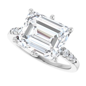 10K White Gold 11x9 mm Emerald Ring Mounting – image 8