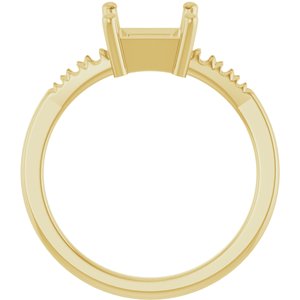 18K Yellow Gold 6x6 mm Square Ring Mounting – image 4