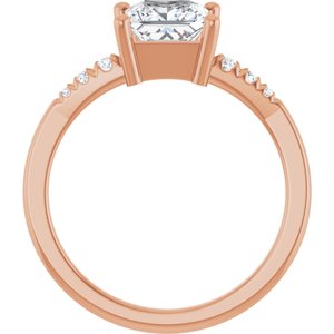 18K Rose Gold 6x6 mm Square Ring Mounting – image 3