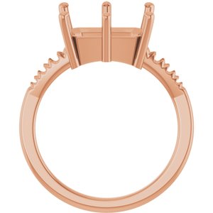 10K Rose Gold 11x9 mm Emerald Ring Mounting – image 4