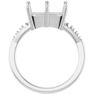10K White Gold 11x9 mm Emerald Ring Mounting – image 4