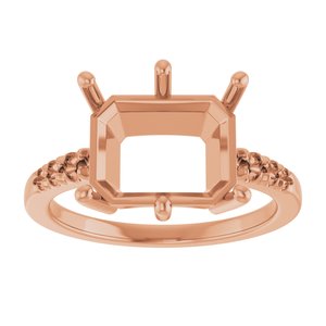 10K Rose Gold 11x9 mm Emerald Ring Mounting – image 6
