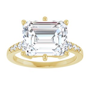 14K Yellow Gold 11x9 mm Emerald Ring Mounting – image 5