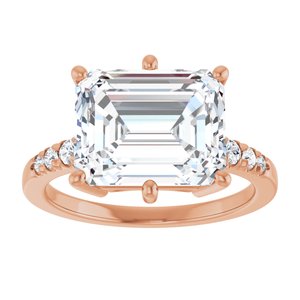 18K Rose Gold 11x9 mm Emerald Ring Mounting – image 5