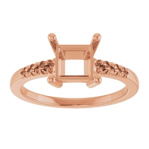 14K Rose Gold 6x6 mm Square Ring Mounting – image 6
