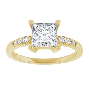 14K Yellow Gold 6x6 mm Square Ring Mounting – image 5