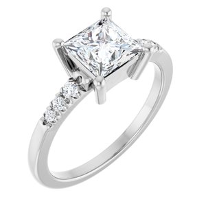 10K White Gold 6x6 mm Square Ring Mounting