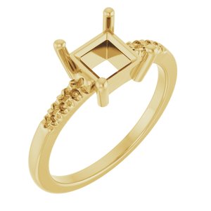 18K Yellow Gold 6x6 mm Square Ring Mounting – image 2