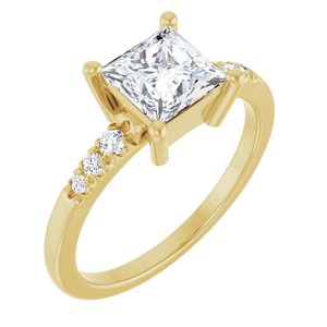 18K Yellow Gold 6x6 mm Square Ring Mounting