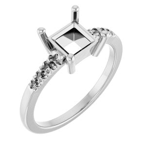 Continuum Sterling Silver 6x6 mm Square Ring Mounting – image 2