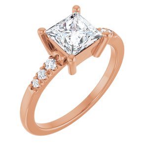 14K Rose Gold 6x6 mm Square Ring Mounting