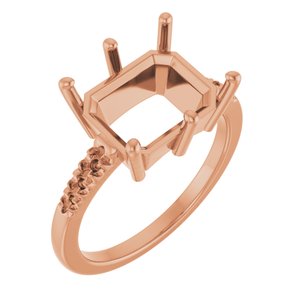 10K Rose Gold 11x9 mm Emerald Ring Mounting – image 2