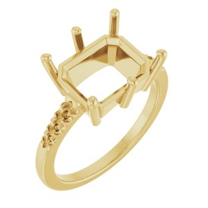 18K Yellow Gold 11x9 mm Emerald Ring Mounting – image 2