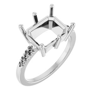 14K X1 White Gold 11x9 mm Emerald Ring Mounting – image 2