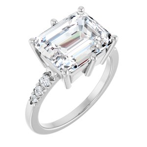 14K X1 White Gold 11x9 mm Emerald Ring Mounting