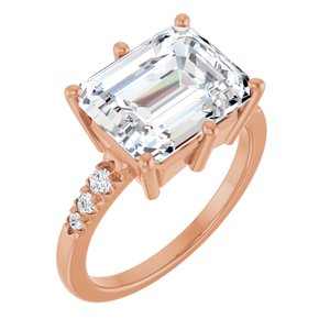10K Rose Gold 11x9 mm Emerald Ring Mounting