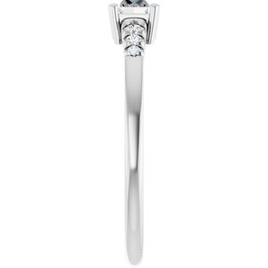 10K White Gold 5x3 mm Straight Baguette Ring Mounting – image 7