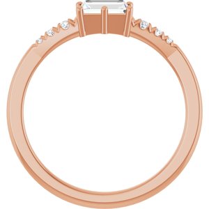 14K Rose Gold 5x3 mm Straight Baguette Ring Mounting – image 3