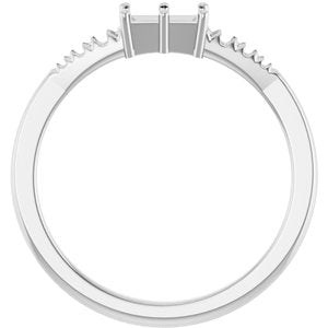 14K White Gold 5x3 mm Straight Baguette Ring Mounting – image 4