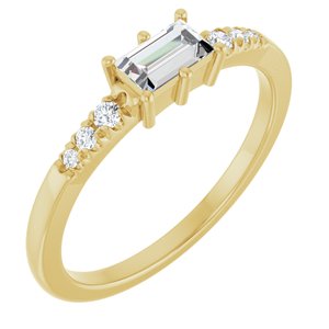 10K Yellow Gold 5x3 mm Straight Baguette Ring Mounting