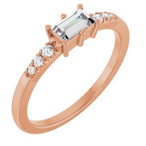 10K Rose Gold 5x3 mm Straight Baguette Ring Mounting