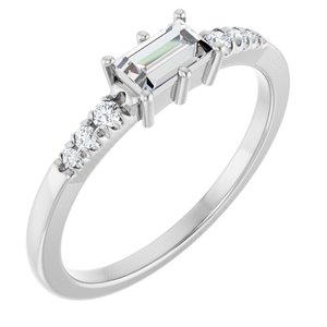 14K X1 White Gold 5x3 mm Straight Baguette Ring Mounting
