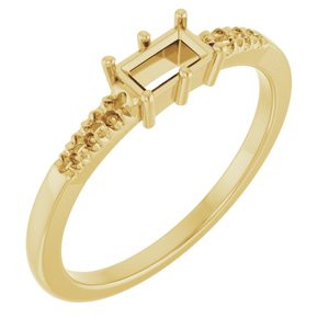 18K Yellow Gold 5x3 mm Straight Baguette Ring Mounting – image 2