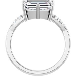 10K White Gold 10x7 mm Emerald Ring Mounting – image 3