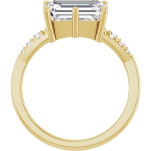 18K Yellow Gold 10x7 mm Emerald Ring Mounting – image 3