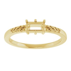 14K Yellow Gold 5x3 mm Straight Baguette Ring Mounting – image 6