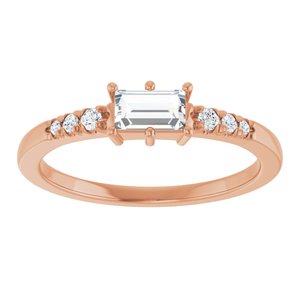 18K Rose Gold 5x3 mm Straight Baguette Ring Mounting – image 5