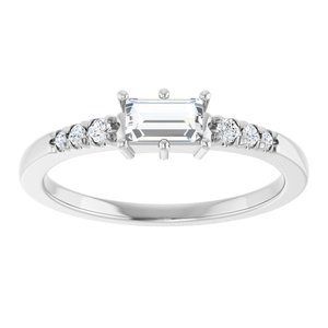 Sterling Silver 5x3 mm Straight Baguette Ring Mounting – image 5